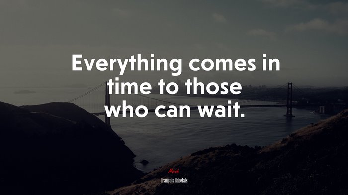 Everything comes in time to those who can wait. | François Rabelais quote