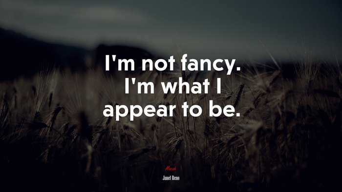 I’m not fancy. I’m what I appear to be. | Janet Reno quote
