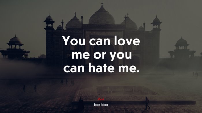 You can love me or you can hate me. | Dennis Rodman quote
