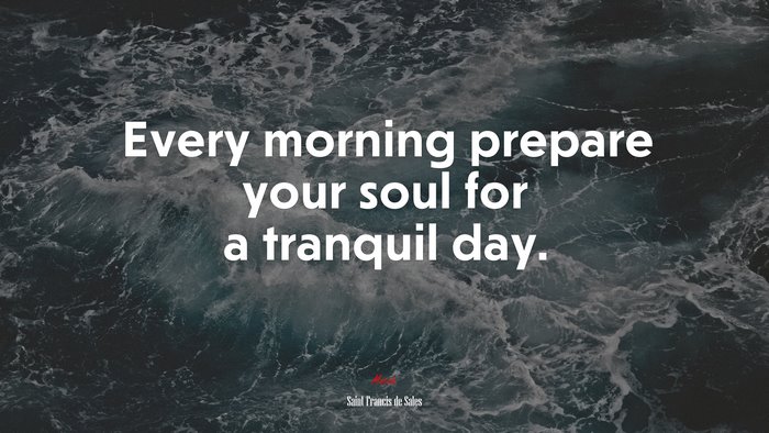 Every morning prepare your soul for a tranquil day. | Saint Francis de Sales quote