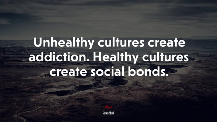 Unhealthy cultures create addiction. Healthy cultures create social bonds. | Simon Sinek quote