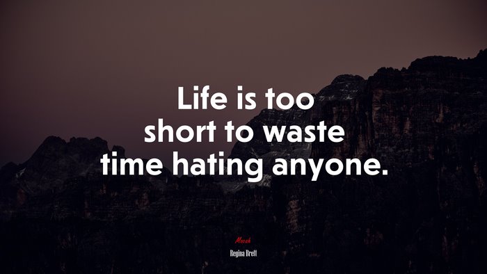 Life is too short to waste time hating anyone. | Regina Brett quote
