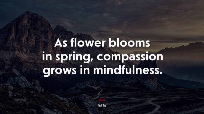 As flower blooms in spring, compassion grows in mindfulness. | Amit Ray quote