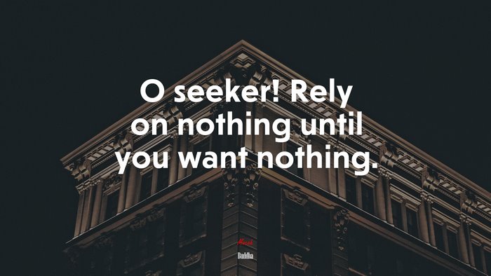 O seeker! Rely on nothing until you want nothing. | Buddha quote