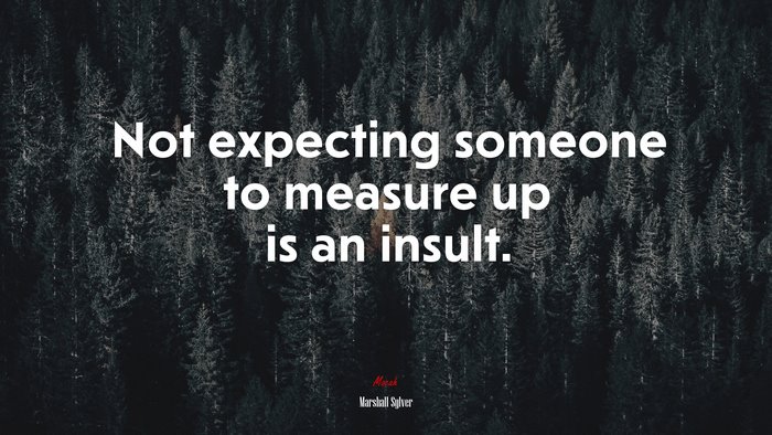 Not expecting someone to measure up is an insult. | Marshall Sylver quote