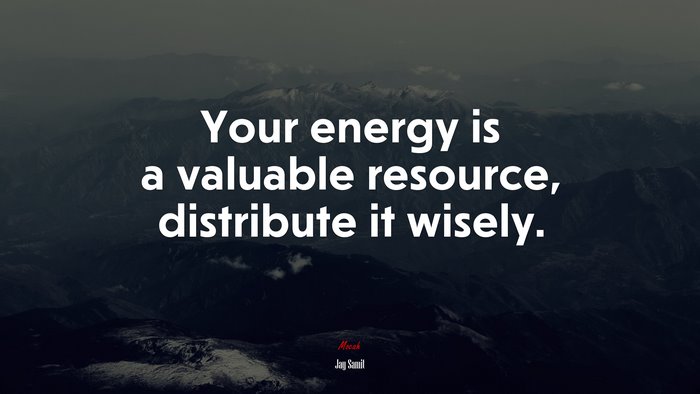 Your energy is a valuable resource, distribute it wisely. | Jay Samit quote
