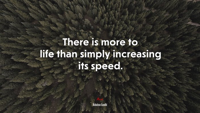 There is more to life than simply increasing its speed. | Mahatma Gandhi quote