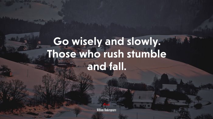 Go wisely and slowly. Those who rush stumble and fall. | William Shakespeare quote