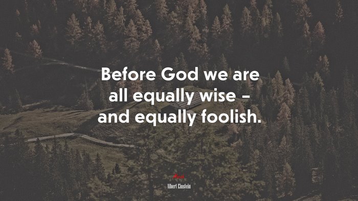 Before God we are all equally wise – and equally foolish. | Albert Einstein quote