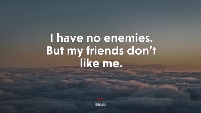 I have no enemies. But my friends don’t like me. | Philip Larkin quote