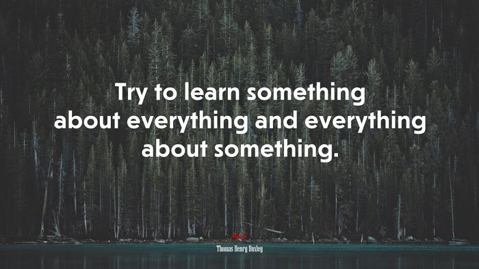 Try to learn something about everything and everything about something ...