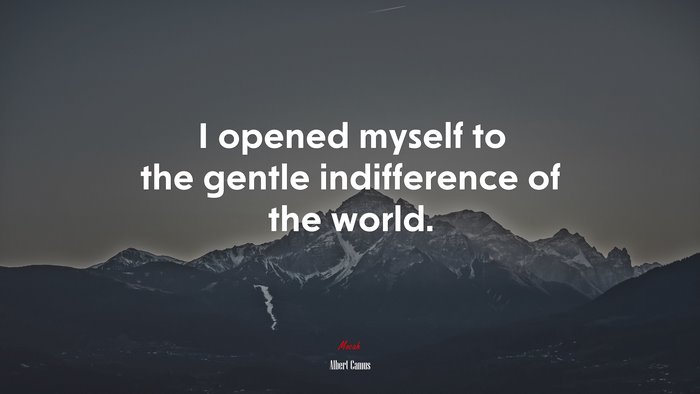 I opened myself to the gentle indifference of the world. | Albert Camus quote