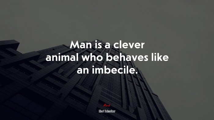 Man is a clever animal who behaves like an imbecile. | Albert Schweitzer quote