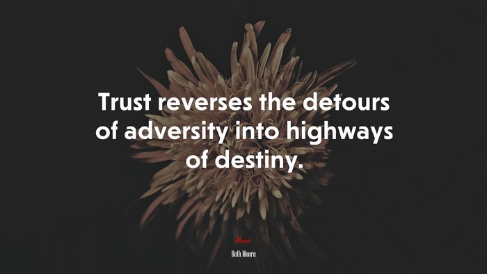 Trust reverses the detours of adversity into highways of destiny. | Beth Moore quote