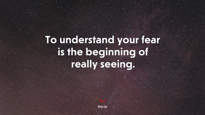 To understand your fear is the beginning of really seeing. | Bruce Lee quote
