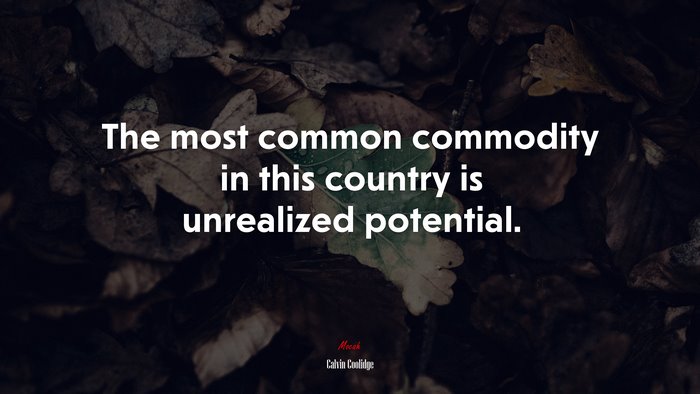 The most common commodity in this country is unrealized potential. | Calvin Coolidge quote