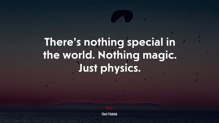 There’s nothing special in the world. Nothing magic. Just physics. | Chuck Palahniuk quote