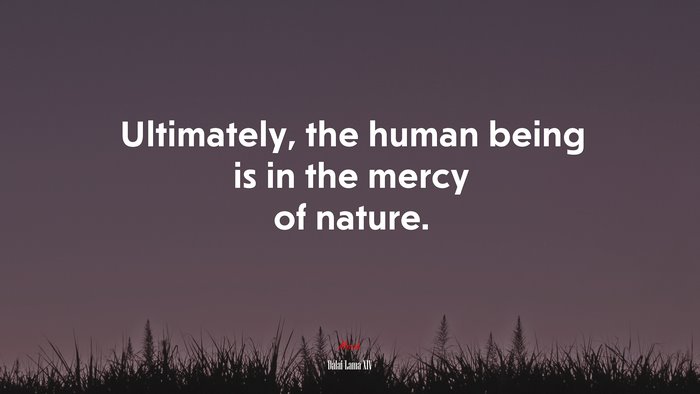 Ultimately, the human being is in the mercy of nature. | Dalai Lama XIV quote