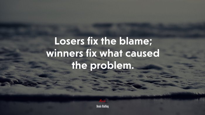 Losers fix the blame; winners fix what caused the problem. | Denis Waitley quote