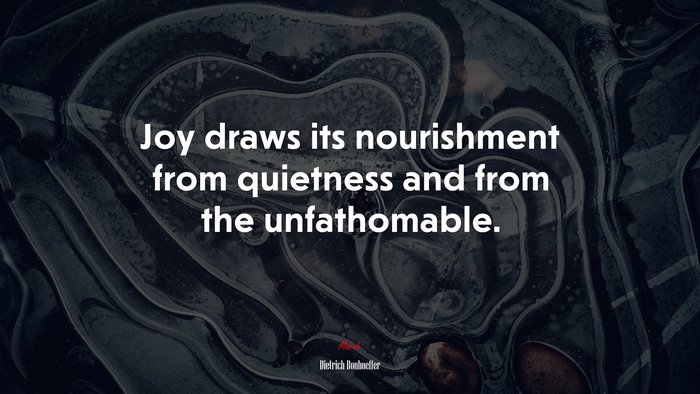 Joy draws its nourishment from quietness and from the unfathomable. | Dietrich Bonhoeffer quote