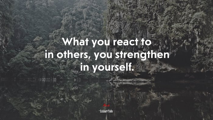 What you react to in others, you strengthen in yourself. | Eckhart Tolle quote