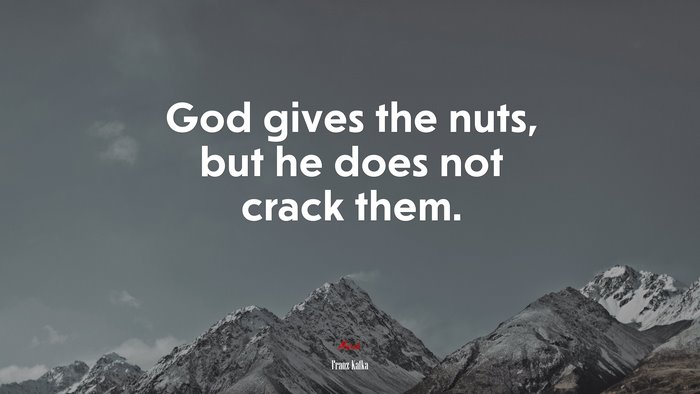 God gives the nuts, but he does not crack them. | Franz Kafka quote