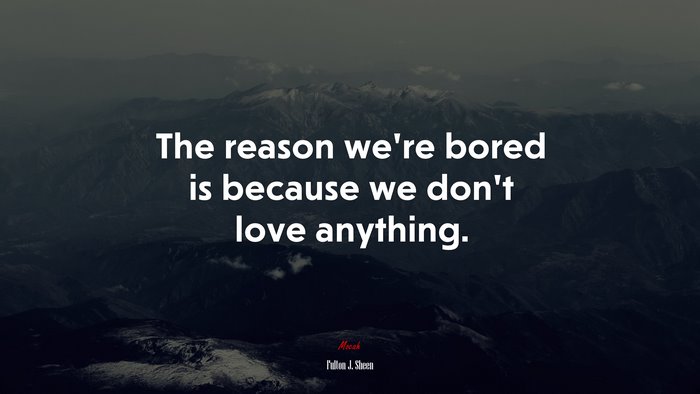 The reason we’re bored is because we don’t love anything. | Fulton J. Sheen quote