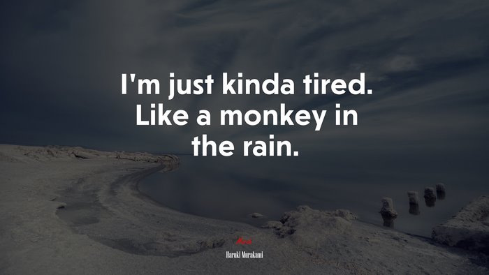 I’m just kinda tired. Like a monkey in the rain. | Haruki Murakami quote