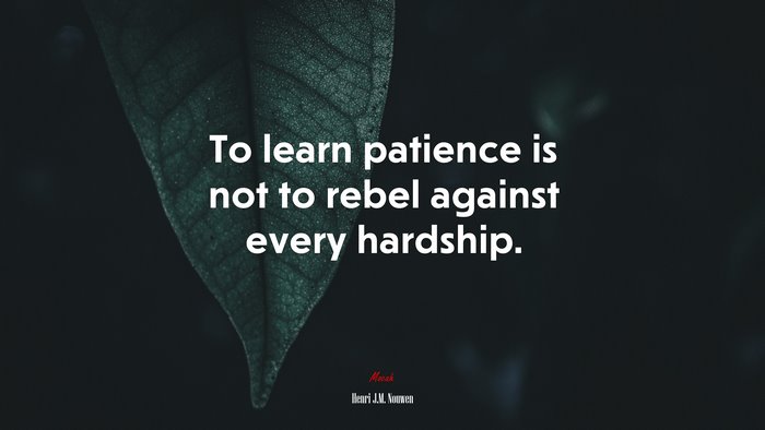 To learn patience is not to rebel against every hardship. | Henri J.M. Nouwen quote