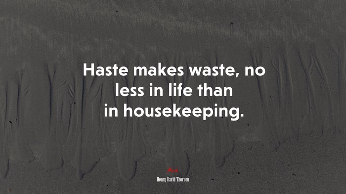 Haste makes waste, no less in life than in housekeeping. | Henry David Thoreau quote