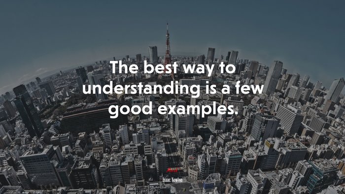 The best way to understanding is a few good examples. | Isaac Newton quote