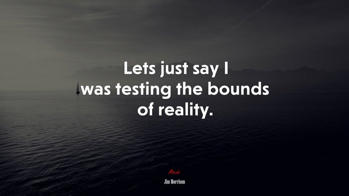 Lets just say I was testing the bounds of reality. | Jim Morrison quote