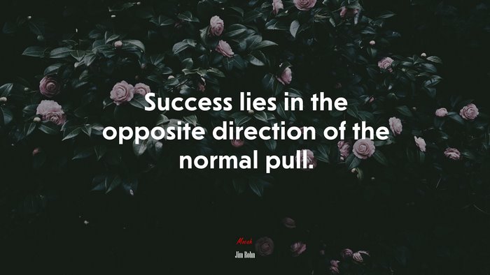 Success lies in the opposite direction of the normal pull. | Jim Rohn quote