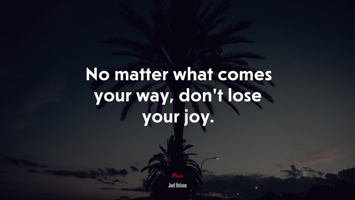 No matter what comes your way, don’t lose your joy. | Joel Osteen quote