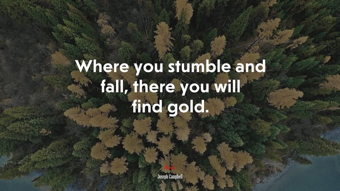 Where you stumble and fall, there you will find gold. | Joseph Campbell quote