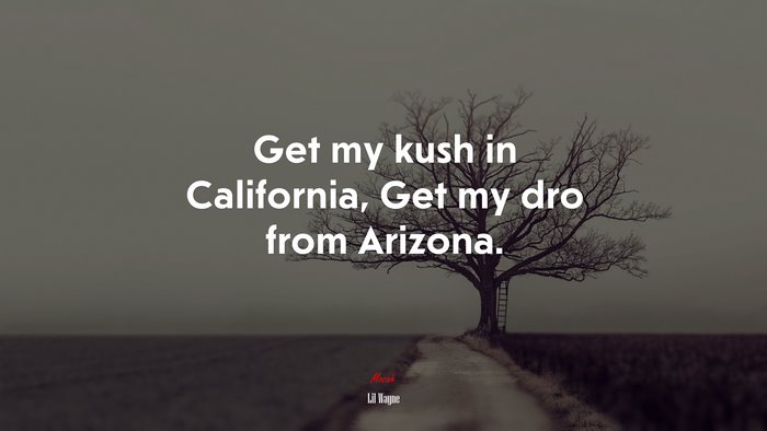 Get my kush in California, Get my dro from Arizona. | Lil Wayne quote
