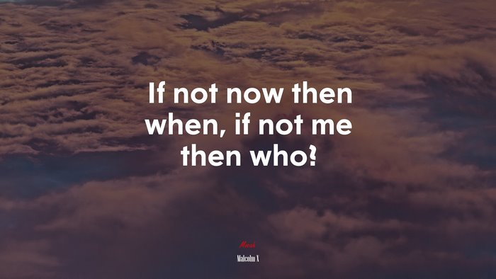 If not now then when, if not me then who? | Malcolm X quote