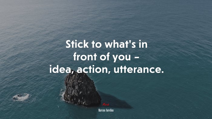 Stick to what’s in front of you – idea, action, utterance. | Marcus Aurelius quote