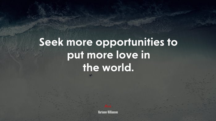 Seek more opportunities to put more love in the world. | Marianne Williamson quote