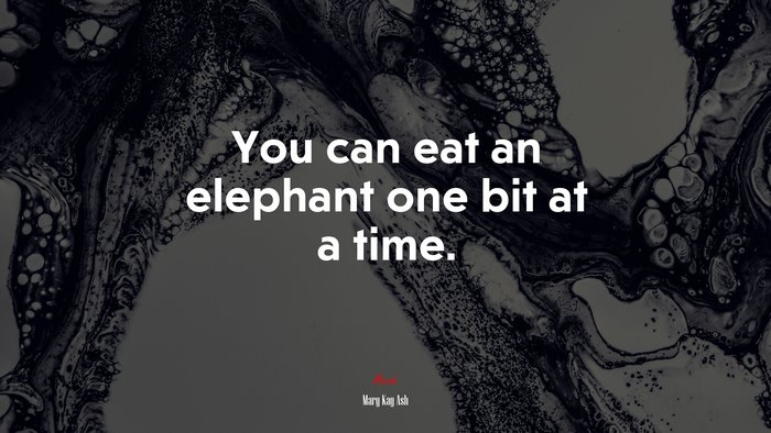 You can eat an elephant one bit at a time. | Mary Kay Ash quote