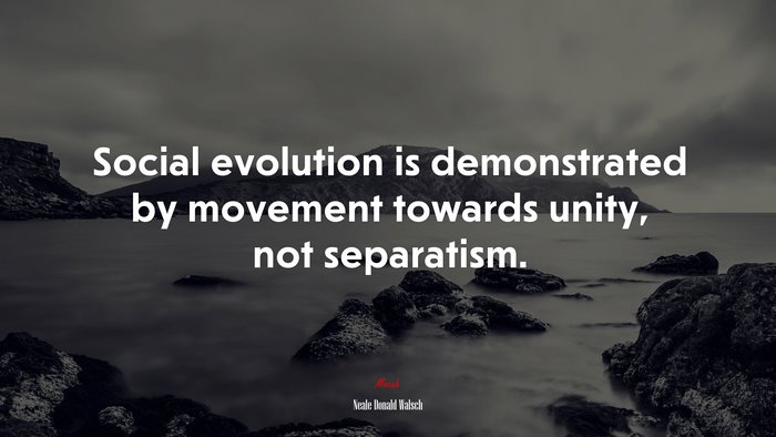 Social evolution is demonstrated by movement towards unity, not separatism. | Neale Donald Walsch quote