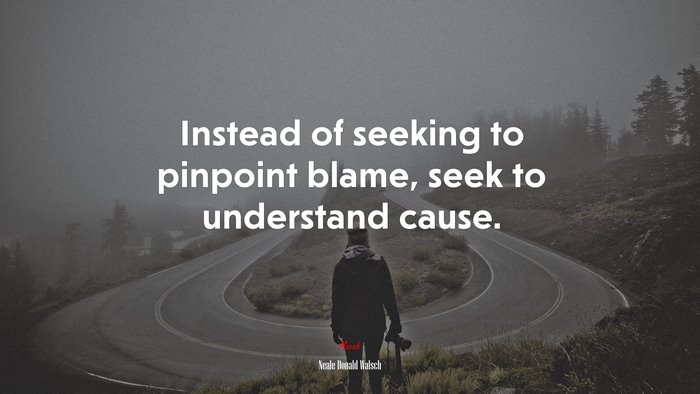 Instead of seeking to pinpoint blame, seek to understand cause. | Neale Donald Walsch quote