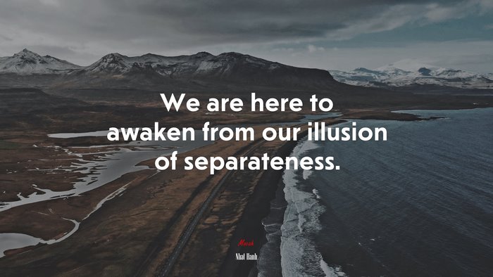 We are here to awaken from our illusion of separateness. | Nhat Hanh quote