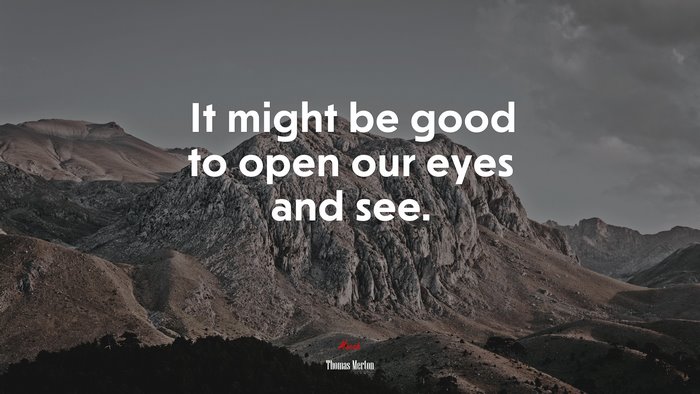 It might be good to open our eyes and see. | Thomas Merton quote