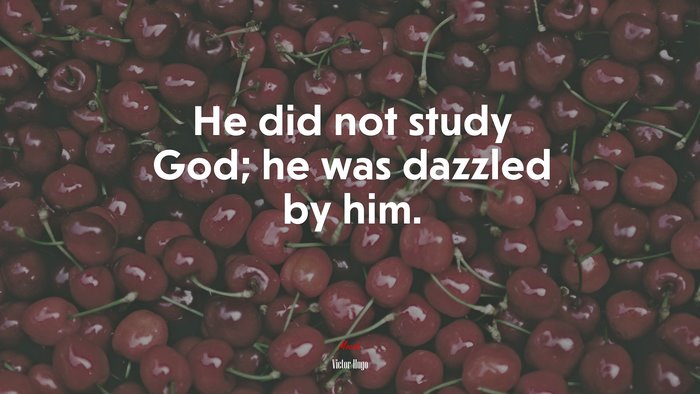 He did not study God; he was dazzled by him. | Victor Hugo quote
