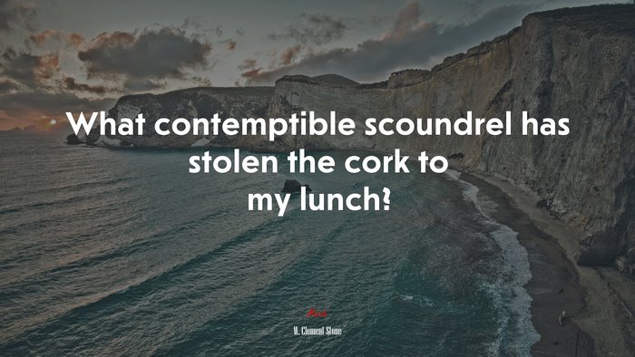 What contemptible scoundrel has stolen the cork to my lunch? | W. Clement Stone quote