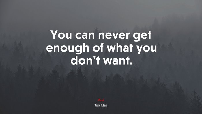 You can never get enough of what you don’t want. | Wayne W. Dyer quote