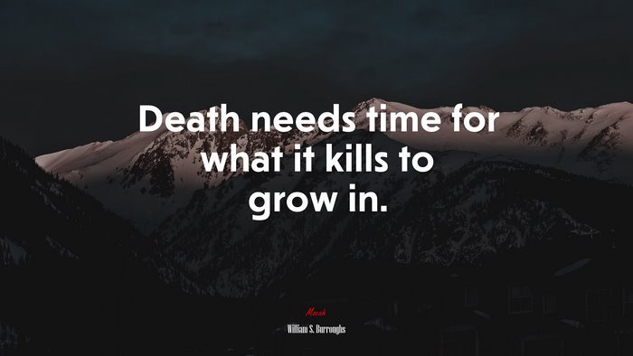 Death needs time for what it kills to grow in. | William S. Burroughs quote