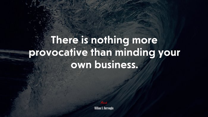 There is nothing more provocative than minding your own business. | William S. Burroughs quote