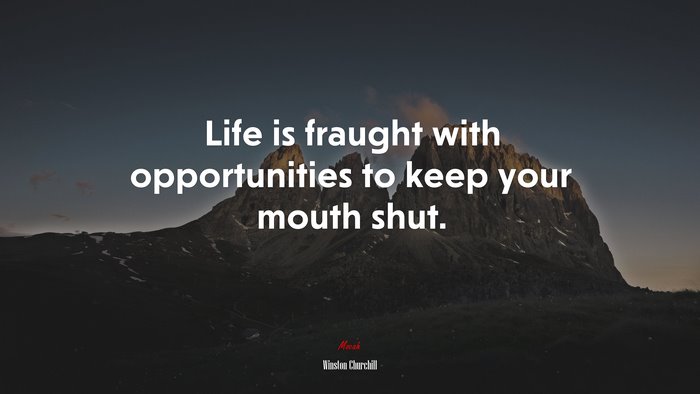 Life is fraught with opportunities to keep your mouth shut. | Winston Churchill quote